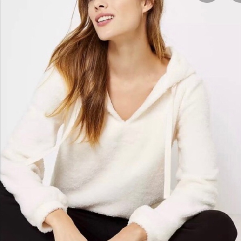 Loft white Sherpa hoodie